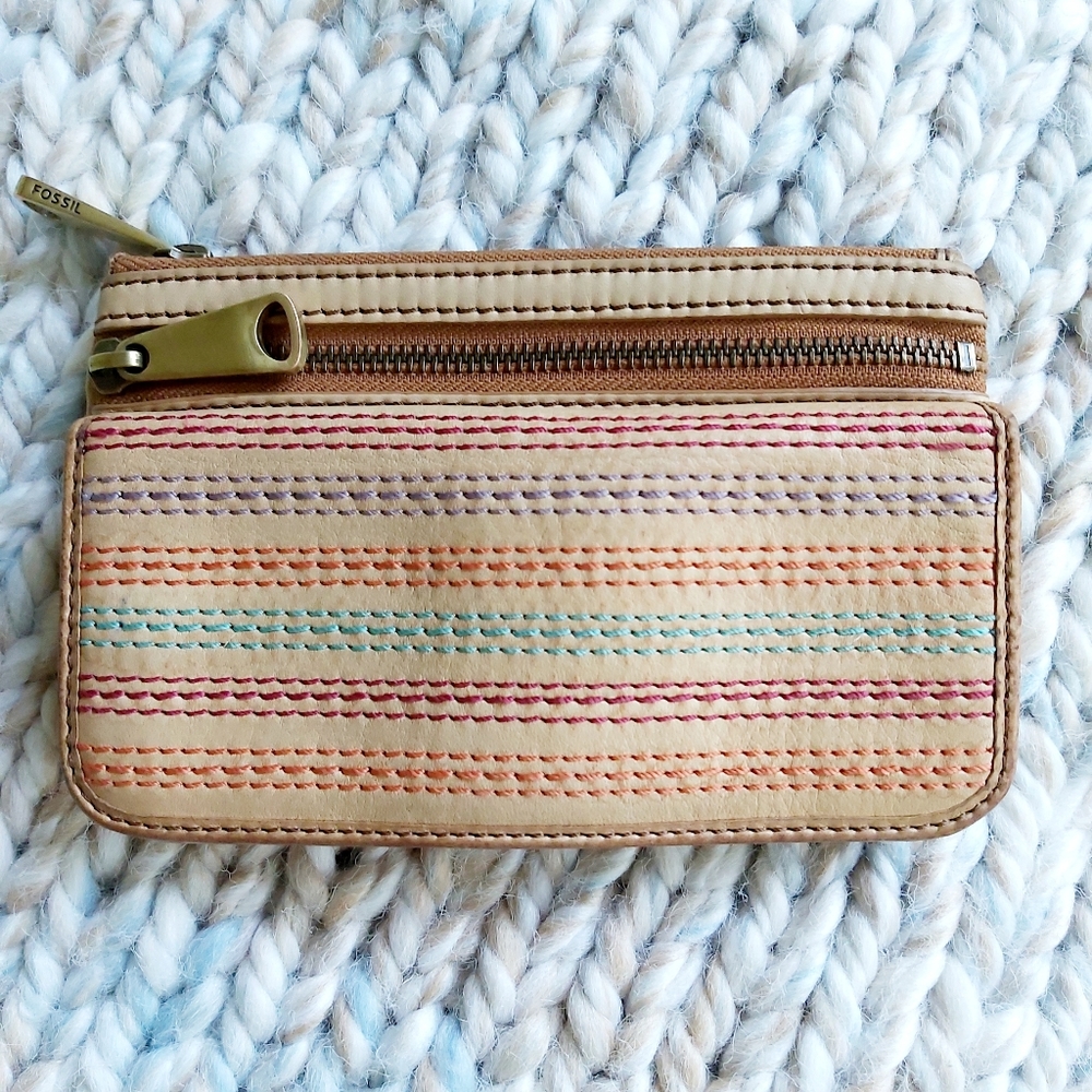 🗝Fossil Explorer Tan Leather w/Colored Stitch Strip